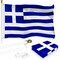 G128 Combo Pack: 6 Feet Tangle Free Spinning Flagpole (White) Greece Greek Flag 3x5 ft Printed 150D Brass Grommets (Flag Included) Aluminum Flag Pole